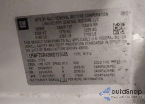 2021 Buick Envision Awd Avenir from USA, damaged, VIN LRBFZSR43MD120485